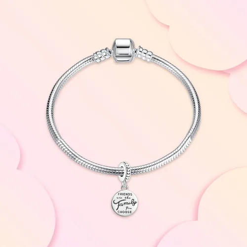 Vista 2 de Annmors Dijes familiares de joyería para mujer, plata de ley 925, colgante con circonita cúbica, cuentas de joyería para niñas, regalos de bricolaje