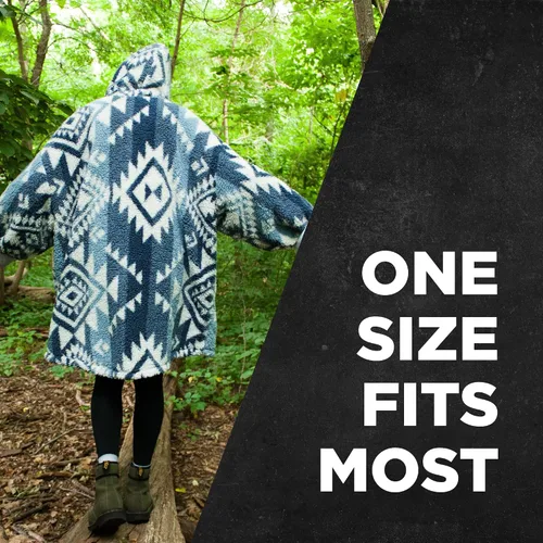 Vista 2 de Coleman Sudadera con Capucha de Manta Vestible de Gran Tamaño de Sherpa y Micro-Visón, Azul - Talla Única para la Mayoría