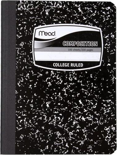 Vista 2 de Mead Composition - Anotador tipo universitario, 100 hojas, Negro Paquete de 5