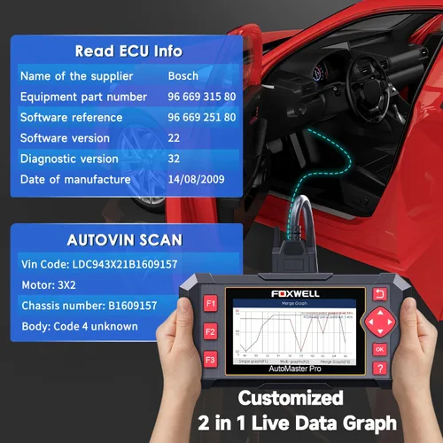Vista 6 de FOXWELL Herramienta de diagnóstico del escáner OBD2 NT604, ABS/SRS/transmisión/comprobación del lector de código del motor para automóviles