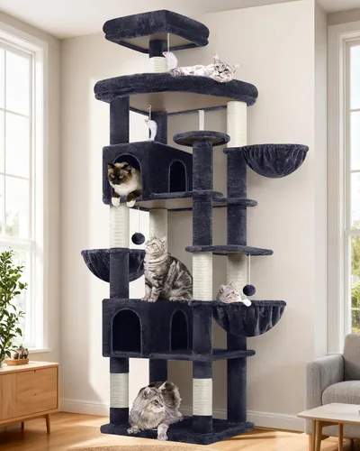 Vista 11 de Globlazer Torre de árbol para gatos extra grande, 82 pulgadas de alto, árbol para gatos de interior, torre grande para gatos grandes y adultos con 8