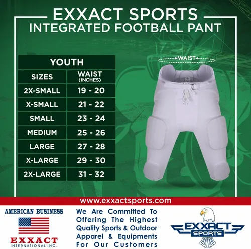 Vista 6 de Exxact Sports Integrated Football Pants Youth Boys - 7 Bubble Pro Pads Youth Football Pants with Pads, Boys Football Pants