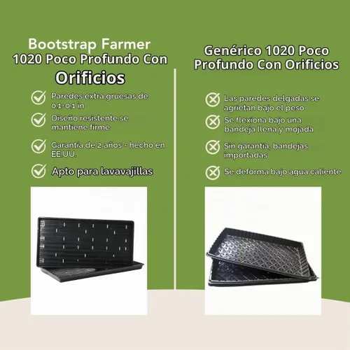Vista 4 de Bootstrap Farmer Bandejas extra fuertes 1020, paquete de 10, color negro con agujeros