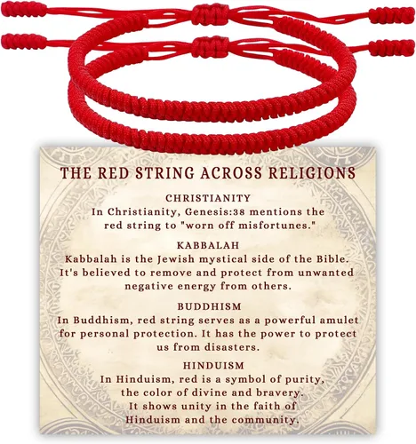 Vista 11 de DAYANEY Pulsera roja para mujer, pulsera de cuerda roja para protección como relleno de calcetines de Navidad, joyas a juego para parejas, regalos
