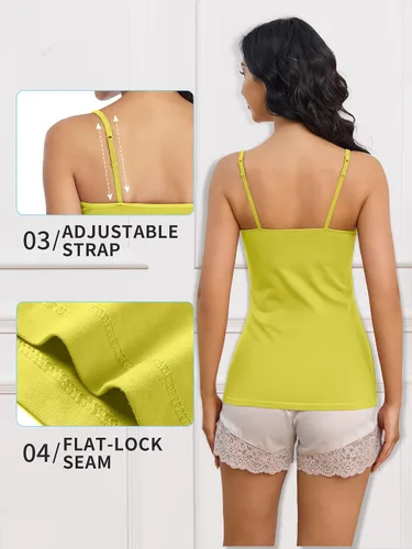 Vista 110 de Camisa Attraco de algodón, con tirantes estilo espagueti, con brasier incorporado, 2 paquetes, para mujer