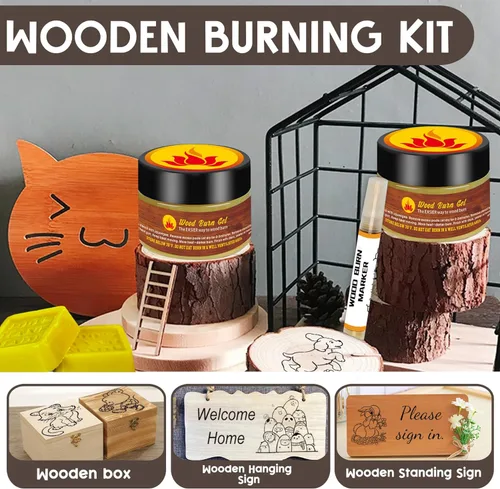 Vista 7 de 1DFAUL Kit de bolígrafo de pasta de quemado de madera, gel de combustión de madera de 4 onzas, kit de marcador de quemadura de madera de doble cara