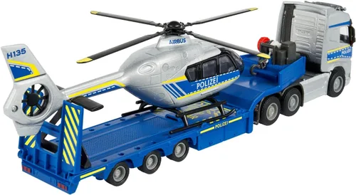 Vista 2 de MOJORETTE - Grand Series Volvo FH-16 Camión de policía (13.8 in) y helicóptero Airbus H135 (10.0 in), escala 1:43, hecho de metal y plástico