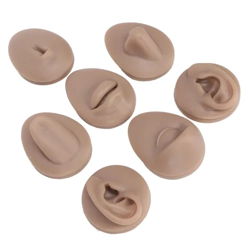 Vista 9 de Modelo de perforación corporal, 6 piezas de simulación de silicona para perforación de parte del cuerpo, kit de práctica de piercing, oreja, nariz