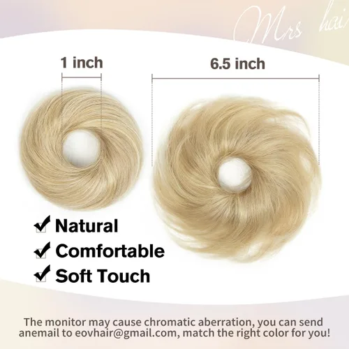 Vista 2 de Moño de Cabello Humano 100%, Moño Desordenado Pieza de Cabello Extensiones de Cabello Humano Real Moño de Cabello Rizado Natural Piezas de Cabello