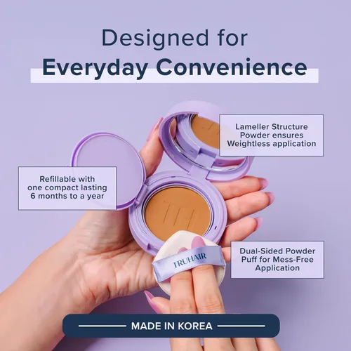 Vista 3 de TRUHAIR Polvo prensado para cubrir raíces y cuero cabelludo, compacto, impermeable, cobertura ligera del cabello y encubrimiento de puntos calvos