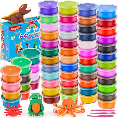Vista 11 de ifergoo Kit de arcilla para modelar para niños, arcilla mágica de secado al aire de 24 colores, ultra ligera, segura y no tóxica, gran regalo