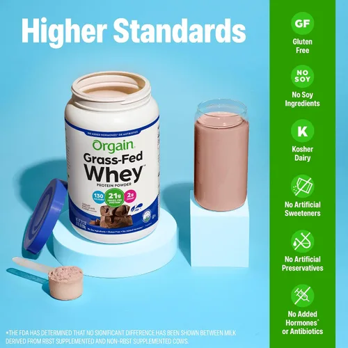 Vista 5 de De Orgain Grass, Fed Whey, proteína en polvo, 2 sabores, 11 onzas, 12