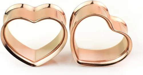 Vista 4 de 10 unidades5 pares de dilatadores de oreja en forma de corazón, tapones de acero inoxidable para estirador de oído, joyería para mujeres y hombres
