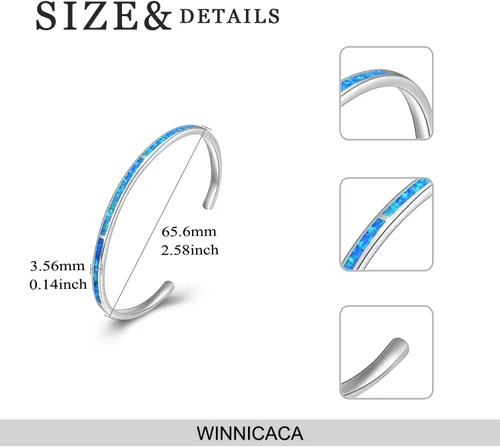 Vista 4 de WINNICACA Regalos para el día de la madre, pulsera de ópalo para mujer, hipoalergénica, joyería inspiradora de plata de ley, regalos de graduación