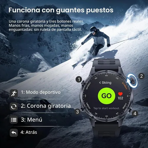 Vista 7 de WalkerFit Reloj inteligente resistente con GPS M6 para hombres, 1.969 in
