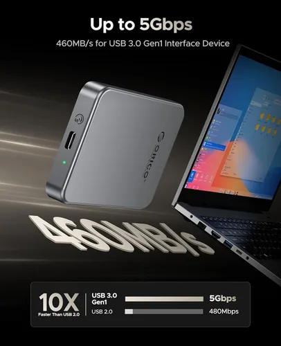 Vista 4 de ORICO 480GB SSD Magnético Portátil, Cuerpo de Metal, Grabación y Almacenamiento ProRes HDR de 4K 120 fps, Hasta 460MB/s, Cable USB C&A 2 en 1, SSD