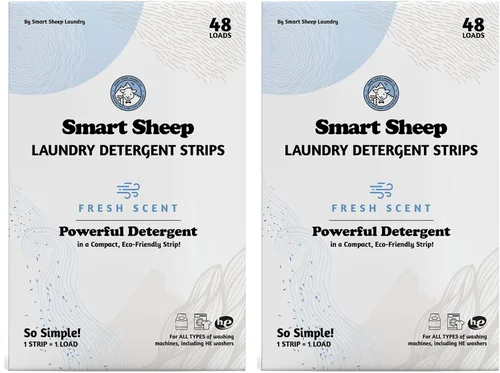 Vista 4 de Smart Sheep Tiras de detergente para ropa, piel sensible, ecológicas y sin plástico, perfectas para viajes y campamento (48 unidades, cítricos)