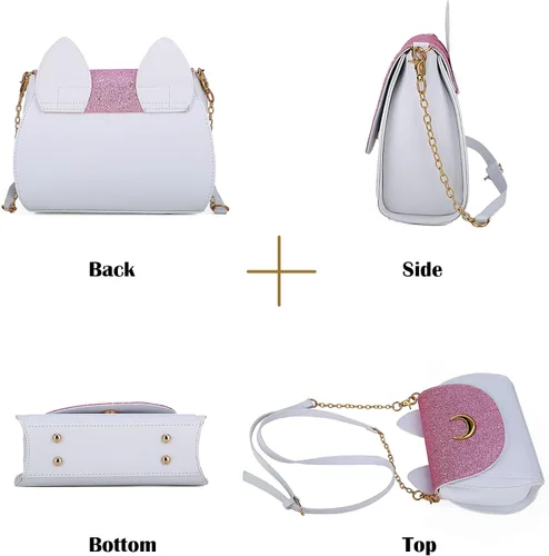 Vista 3 de Sunwel Fashion Women Kawaii Handbag Moon Sailor Luna Cosplay Messenger Crossbody Cat Purse Sequin Satchel Shoulder Bag