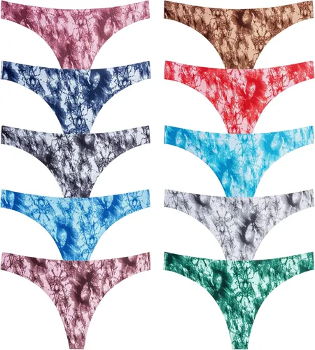 Vista 2 de QOVOQ Tangas sin costuras para mujer, tangas de algodón transpirables para mujer, paquete de ropa interior para mujer