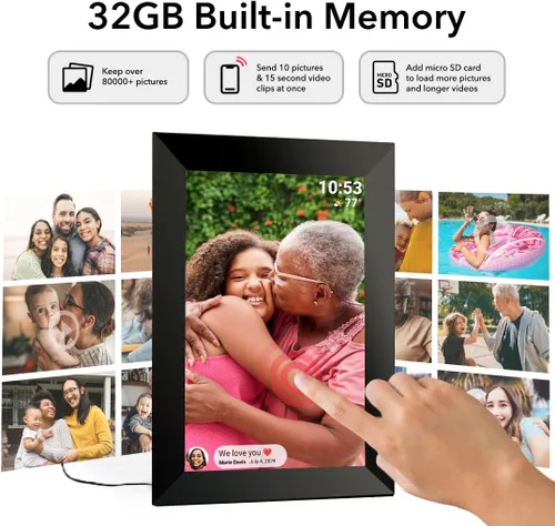 Vista 5 de FRAMEO - Marco de fotos digital de 10.1 pulgadas, 32 GB, pantalla táctil LCD IPS, rotación automática, fácil configuración para compartir fotos