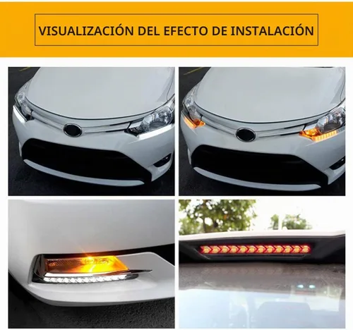 Vista 7 de SOCAL-LED LIGHTING Tiras LED DRL de Flecha con Función de Giro 10" (25cm) 12V, Luces de Giro Intermitentes Secuenciales de Doble Color Ámbar Blanco
