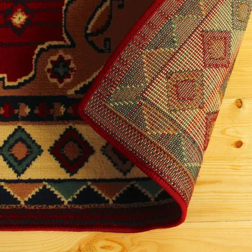 Vista 5 de SUPERIOR Folk Diamond - Alfombra rústica ecléctica bohemia para interiores, 3 x 5 pies, color rojo