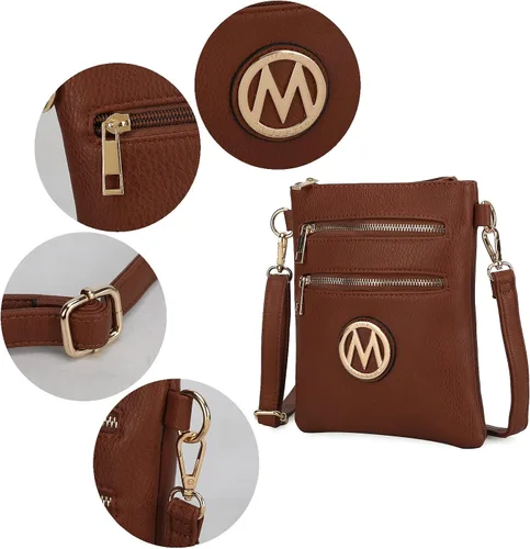 Vista 6 de MKF - Bolso bandolera para mujer, correa ajustable, piel sintética, diseño cruzado