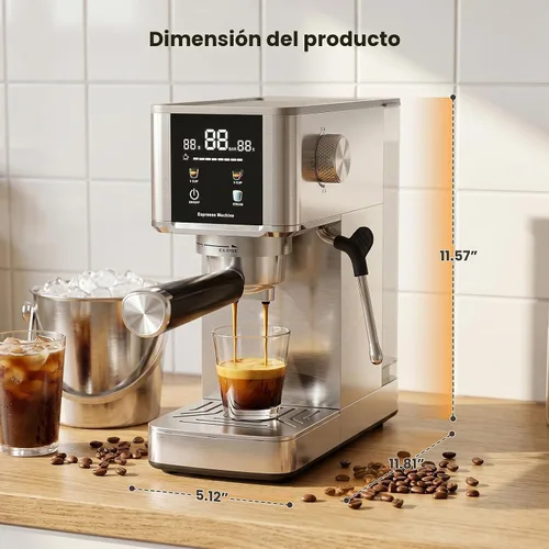 Vista 9 de Electactic Máquina de café espresso de 20 barras con espumador de leche, cafetera espresso profesional para capuchino y café con leche, cafetera