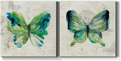 Vista 23 de Renditions Gallery Asbury Garden Butterflies I - Arte de pared, decoración en lienzo de alta calidad con envoltura de galería, listo para colgar, 10