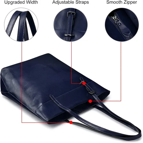Vista 5 de S-ZONE - Bolso bandolera de cuero auténtico, estilo vintage, gran capacidad, 2.0