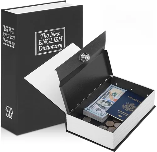 Vista 11 de KYODOLED - Caja fuerte con forma de libro, con cerradura de combinación, caja portátil de seguridad secreta, para ocultar dinero, metálica