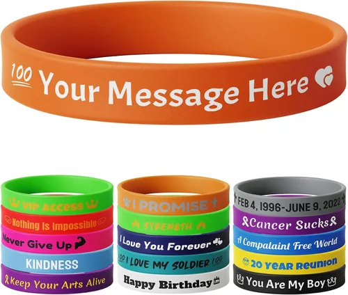 Vista 10 de 10-2000 piezas de pulseras de goma personalizadas con texto - Pulseras de silicona personalizadas a granel para conciencia, eventos, apoyo, regalos