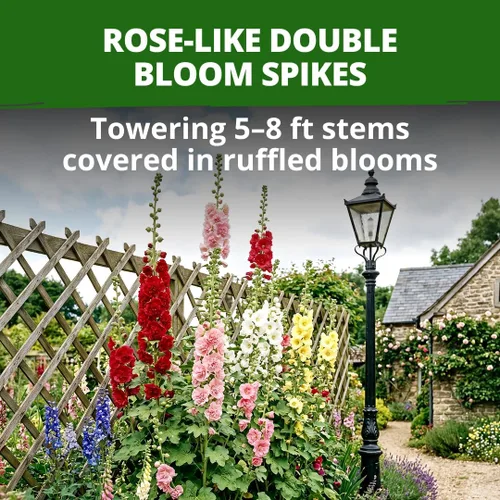 Vista 347 de HOME GROWN Semillas de Hollyhock de doble mezcla de Chater, 200 semillas