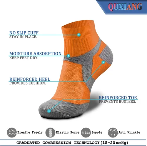 Vista 4 de QUXIANG Compression Socks for Women & Men Circulation 367 Pairs Arch Ankle Support 15-20 mmHg Best for Running Cycling