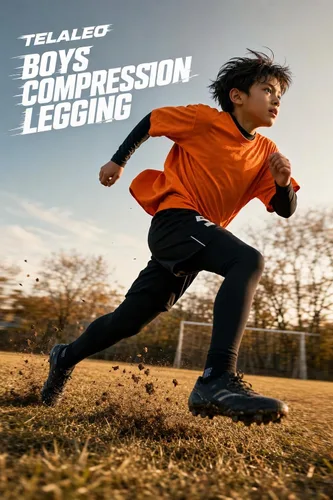 Vista 3 de TELALEO Youth Football Pants Boys Compression Leggings Tights Base Layer
