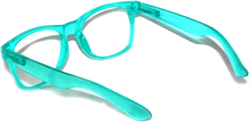 Vista 3 de Gafas de sol de lente transparente vintage brillan en el marco turquesa oscuro
