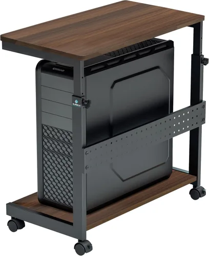 Vista 13 de EUREKA ERGONOMIC Carrito de computadora con soporte para PC, soporte de torre ajustable de 2 niveles para impresora ATX, carrito de metal con ruedas