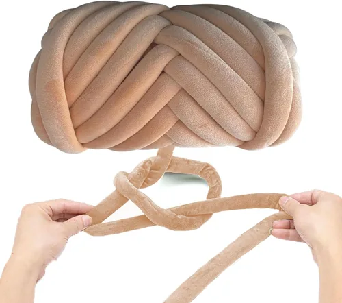 Vista 11 de Hilo grueso de terciopelo para tejer con brazos y ganchillo, hilo de tubo de tela de poliéster voluminoso, hilo ultrasuave hecho a mano para mantas