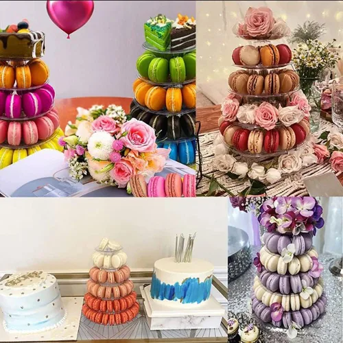 Vista 5 de Soporte de torre de macaron para boda, fiesta de cumpleaños, 4 a 13 pulgadas, de plástico transparente, redondo, soporte de exhibición de torre