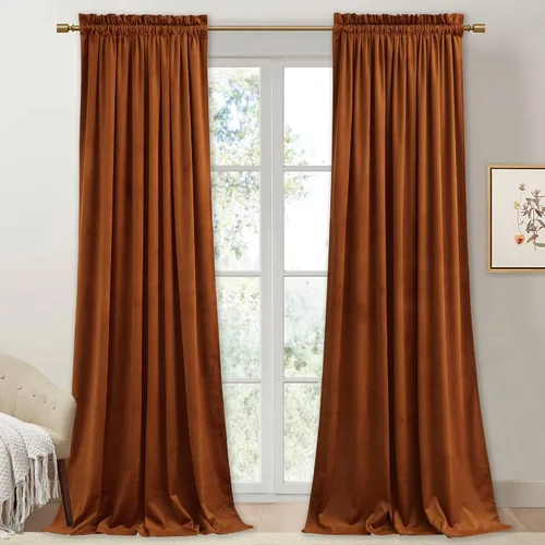 Vista 26 de StangH Cortinas de terciopelo rojo de 42 x 84 pulgadas de lujo, con aislamiento térmico, divisores de habitación, decoración navideña del hogar