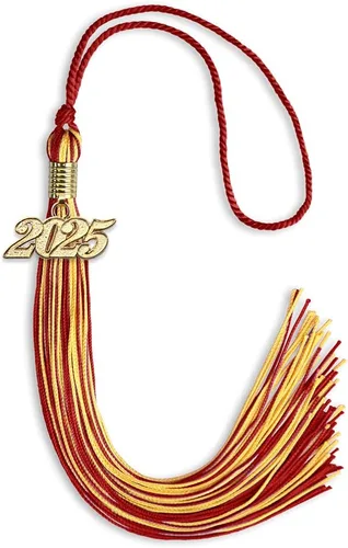 Vista 309 de Endea Graduation - Borla de doble color mixto con fecha dorada (negro/dorado antiguo, 2021)
