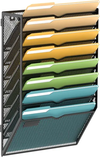 Vista 22 de SUPEASY Organizador de Archivos de Pared de Malla para Oficina, Soporte de Correo Colgante, Organizador de Pared para Revistas para Oficina Negro