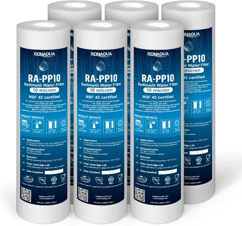 Vista 13 de Ronaqua Filtro de agua de cartucho, 10 X 25 pulgadas, 4 capas de filtración, elimina suciedad, oxidación, de polipropileno, Blanco