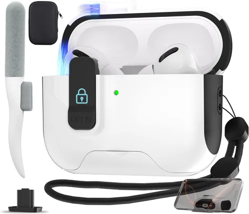 Vista 15 de Maxjoy Funda protectora para AirPods Pro 3 con kit de limpieza, funda rígida militar con bloqueo que absorbe los golpes, azul oscuro