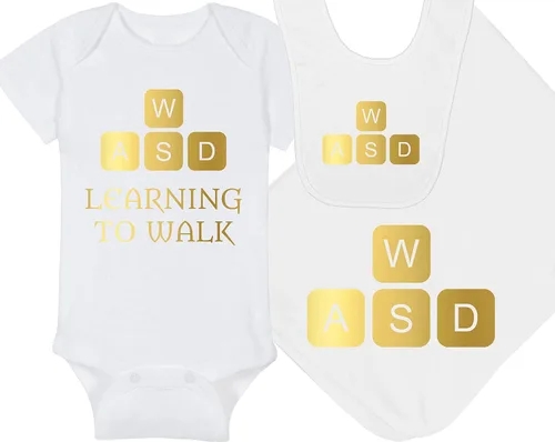 Vista 19 de Learning To Walk WASD - Gaming Baby Onesie - Hat - Blanket - Bib Package Combinations