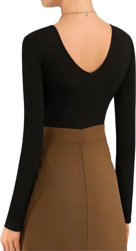 Vista 4 de MANGOPOP Plunge V Neck Long Sleeve Body suits for Womens Sexy Bodysuit Going Out Tops