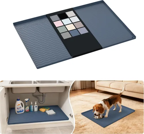 Vista 116 de URMONA - Tapete de silicona impermeable para debajo del fregadero, 16 x 10 Beige