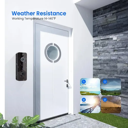 Vista 6 de Cámara de timbre de video inteligente con timbre, detección humana AI, audio de 2 vías, vista en vivo HD, solo red 2.4G