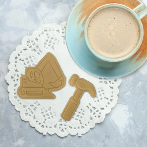Vista 6 de Cortadores de galletas de construcción, juego de 10 cortadores de galletas para fiestas de cumpleaños de niños o fiestas temáticas, incluye camión