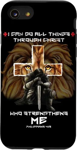 Vista 22 de Fundas para iPhone 11 Christian Phone Cases Men Bible Verse Philippians 4:13 Lion Case